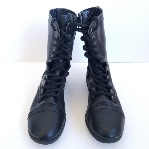 women's mid calf lace up combat boots